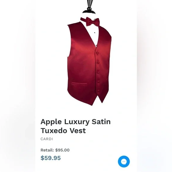 Apple Claret Red Satin Closed Back Vest Wedding Prom Men’s 4X 4XL Tall Long - Picture 3 of 4